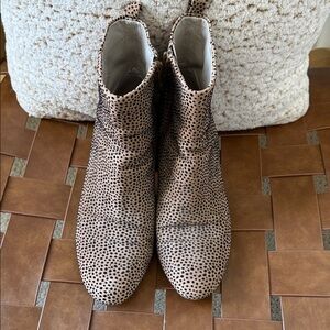Gianni Bini Black and Brown Animal Print Ankle Boots